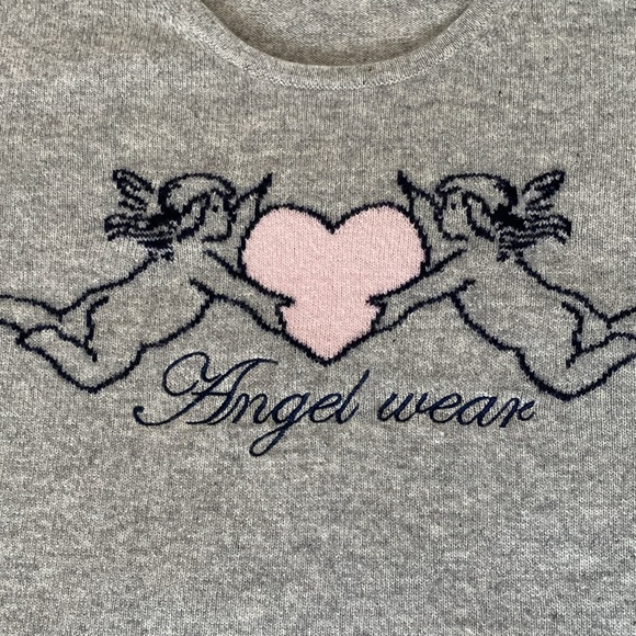 REDUCED FTC 100% (Fair Trade Cashmere) crew pullover sweater heather grey/pink - Picture 6 of 17